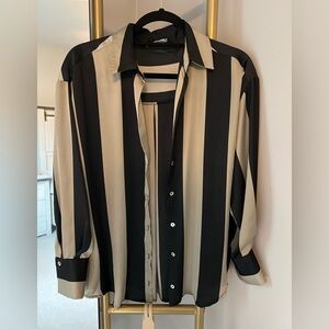 Zara striped sateen blouse